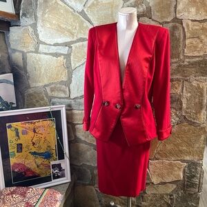 Nolan Miller Red Women’s Wool Suit Set – Rhinestone Details